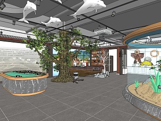 鱼文化主题餐厅sketchup模型下载